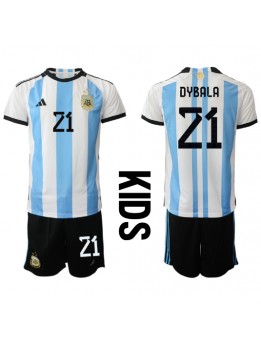 Argentina Paulo Dybala #21 Dječji Domaci Dres kompleti SP 2022 Kratak Rukavima (+ kratke hlače)